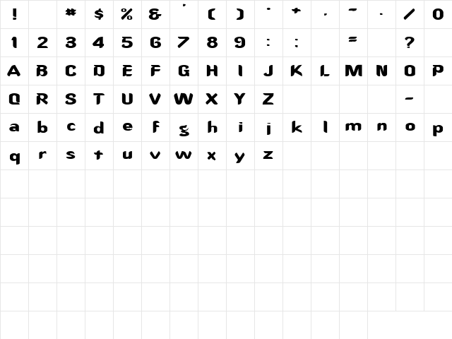 Core 12 Regular  glyph index