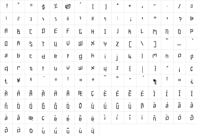 Minimum BongMedium  glyph index