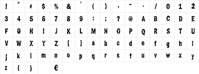 Jungle Bones Normal  glyph index