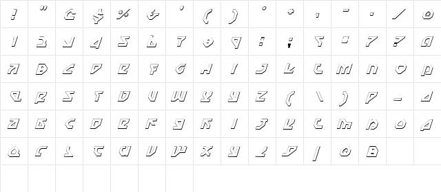 Nostromo 3D Italic 3D Italic  glyph index