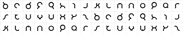 mozzie Regular  glyph index