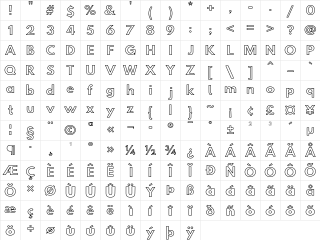 Hussar Simple ExtGho  glyph index