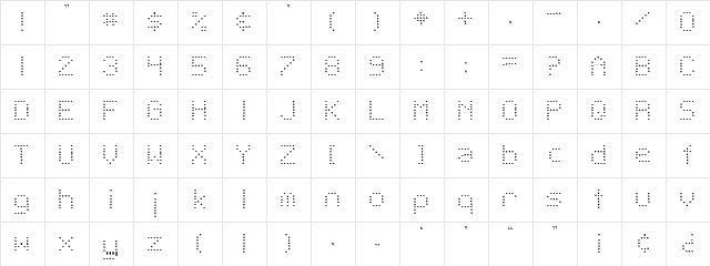 SF Telegraphic Light Regular  glyph index