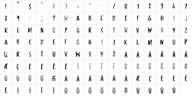 Symbolic Prophecy DEMO Regular  glyph index