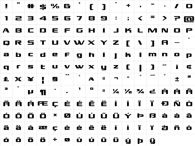 Grand National Expanded Expanded  glyph index