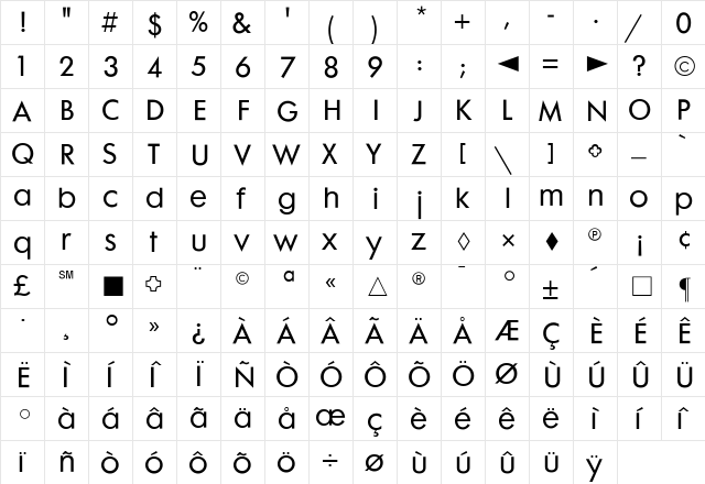 CgFuturaMaxiBk Medium  glyph index