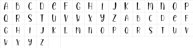 Happy Summer Regular  glyph index