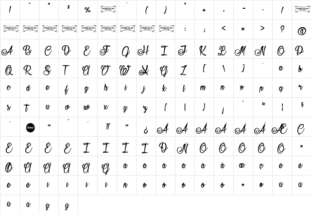 Seasider Regular  glyph index