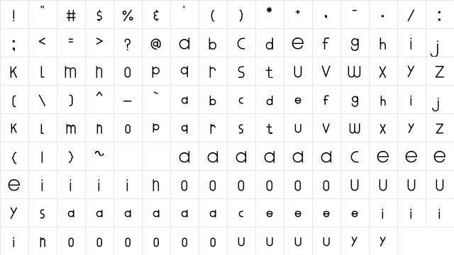 MOON KNIGHT Regular  glyph index