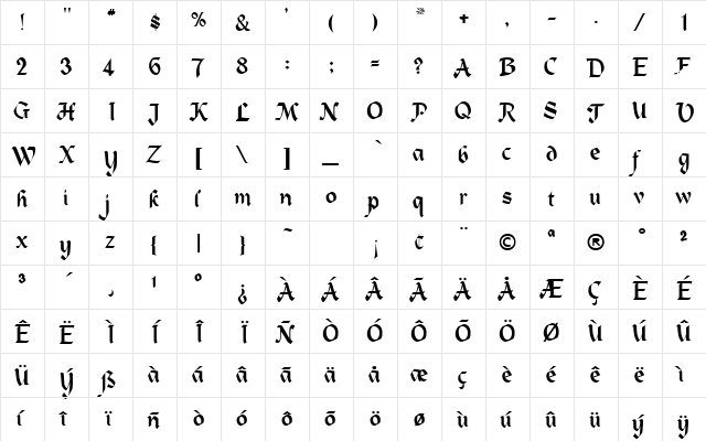 Heidelstein Normal  glyph index