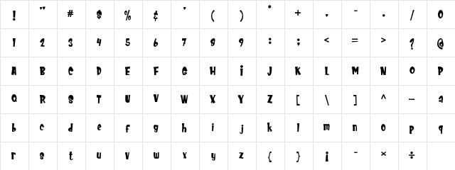 MEOWZA Regular  glyph index