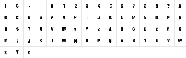 BAD GRUNGE Regular  glyph index