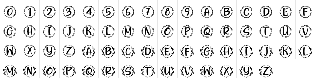 Hugme Regular  glyph index
