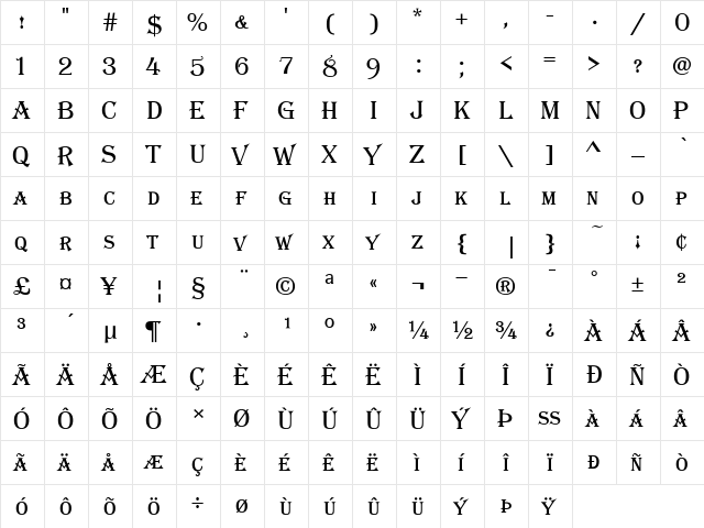 Algerian Basic SC D Regular  glyph index