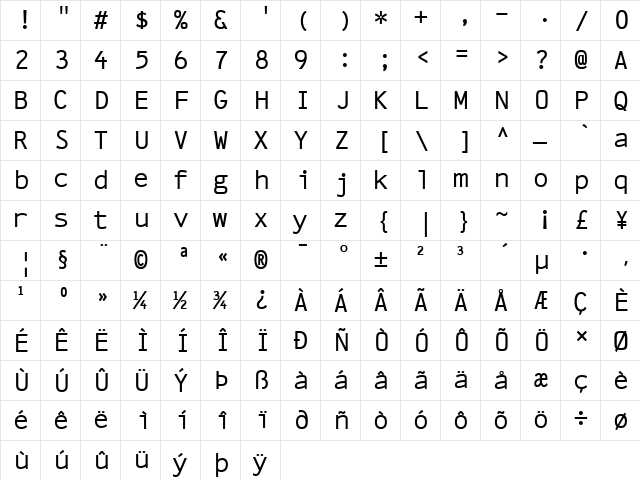 Linefeed Regular  glyph index