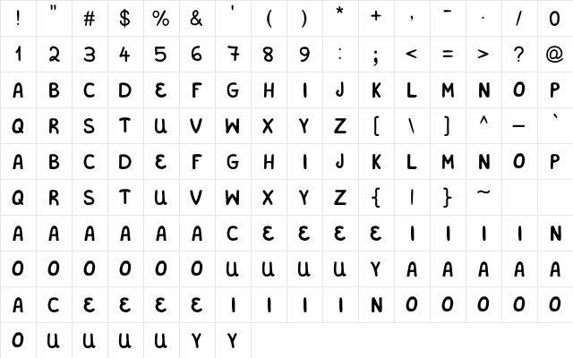 Salonikia VKF Regular  glyph index