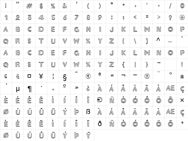 Paperclip Regular  glyph index