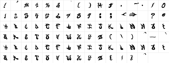 NIRVANA Regular  glyph index