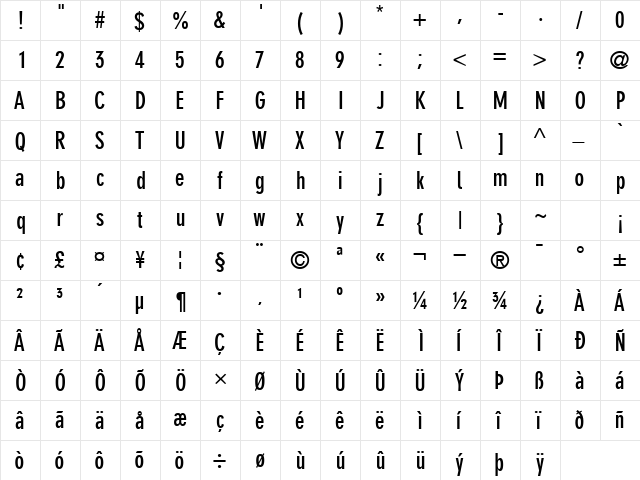 ReductoSSK Bold  glyph index
