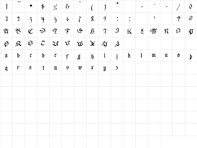 Transylvania 2 Regular  glyph index