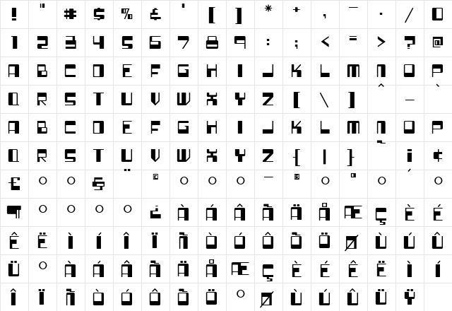 Roadhouse Medium  glyph index