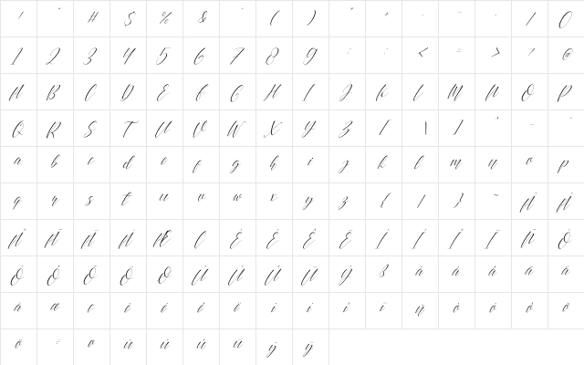 Beauty Amsterdam Tilted Regular  glyph index