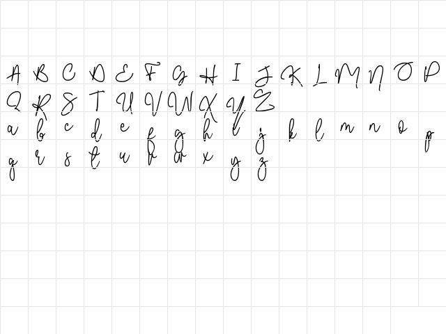 Malibbie Regular  glyph index