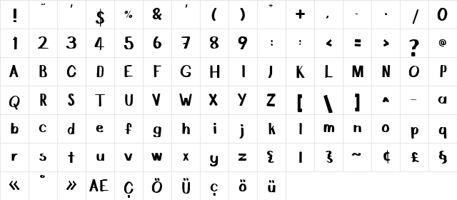 Gameboi 95 Regular  glyph index