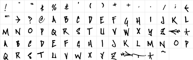 STINKFIST Regular  glyph index
