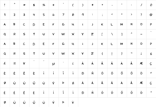 My Grandpa's Farm Regular  glyph index