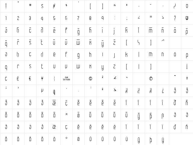 Max Regular  glyph index