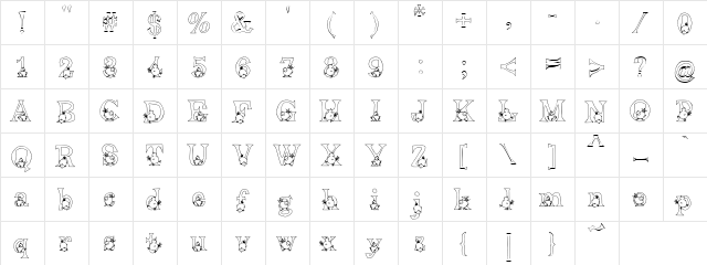 PC Chicks Font Regular  glyph index