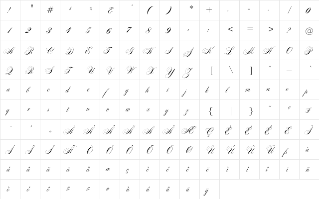 Caravelle Regular  glyph index