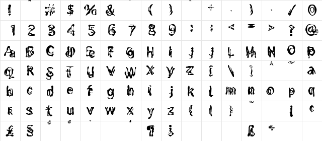 MixUp Regular  glyph index