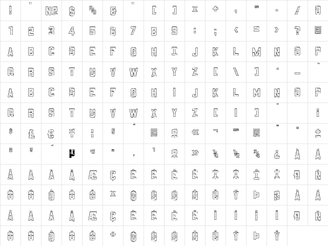 3x5 Outline  glyph index