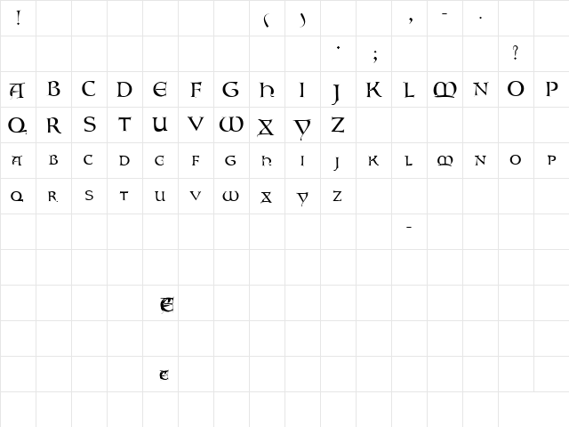 Lombardic Regular  glyph index