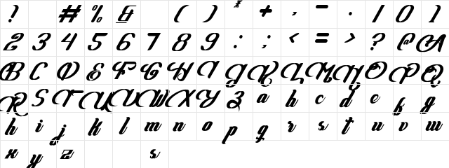 Ghea Adasta Regular  glyph index