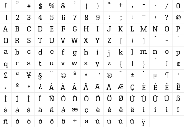 Enschede-Regular Regular  glyph index