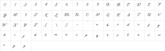 Say love Regular  glyph index