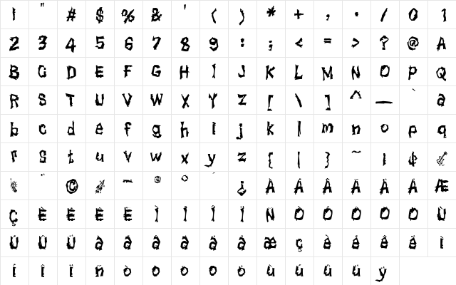 WhosFrank Regular  glyph index