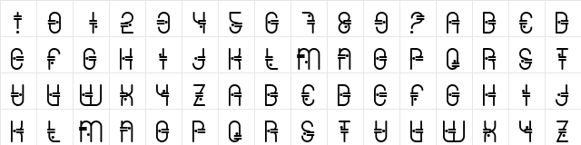 ColonialViper Regular  glyph index