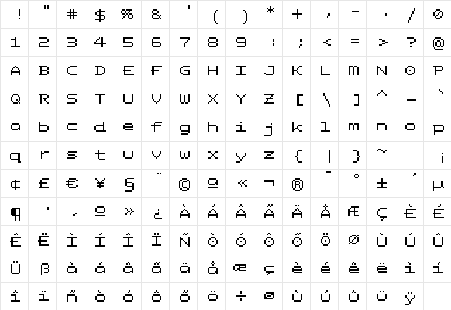 Attitude SpacedOut Regular  glyph index