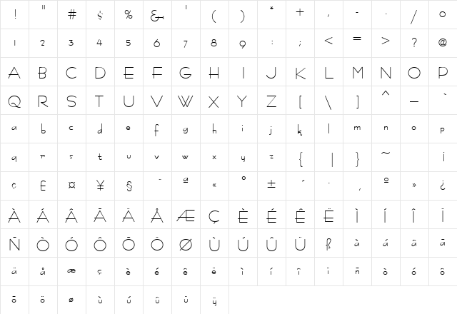 Saint Petersburg Regular  glyph index