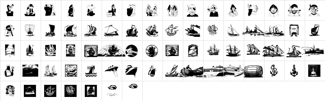 ShipsNBoats Regular  glyph index