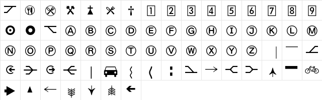 Bundesbahn Pi 3  glyph index