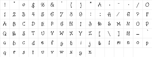 Booz Regular  glyph index