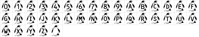 Summer's Penguins Regular  glyph index