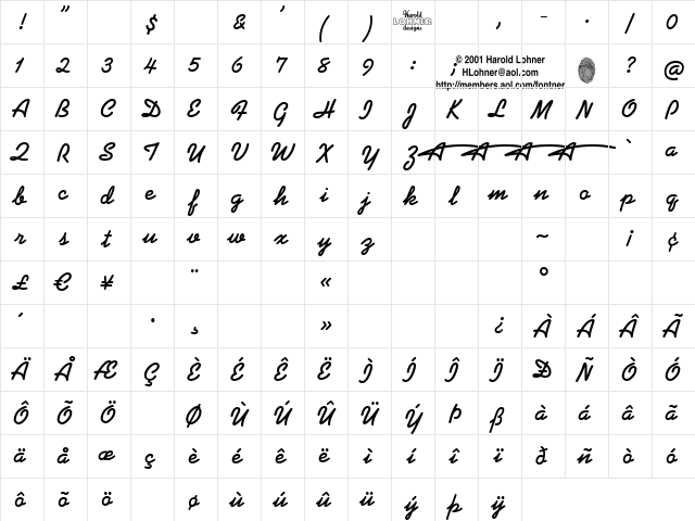 KaffeehausNeonSolid Regular  glyph index
