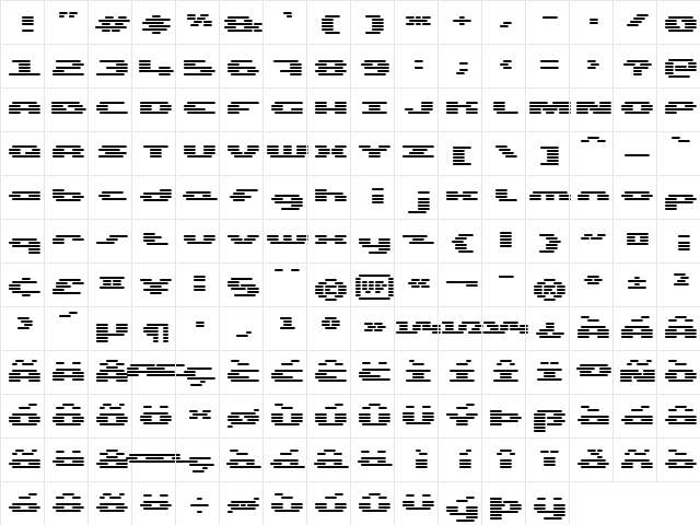 UP Tiny lcd four 8 decoH Regular  glyph index