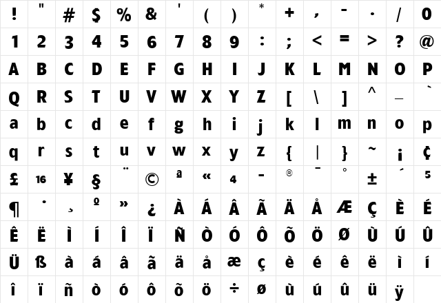 TFForever Bold  glyph index